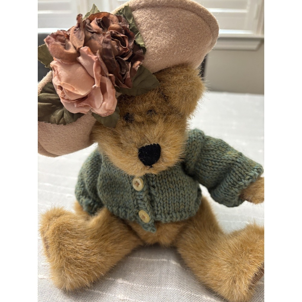 Vintage Boyds Bear Mrs. Trumbell 1985-98 J.B. Beans Jointed Sweater Rose Hat 12"
